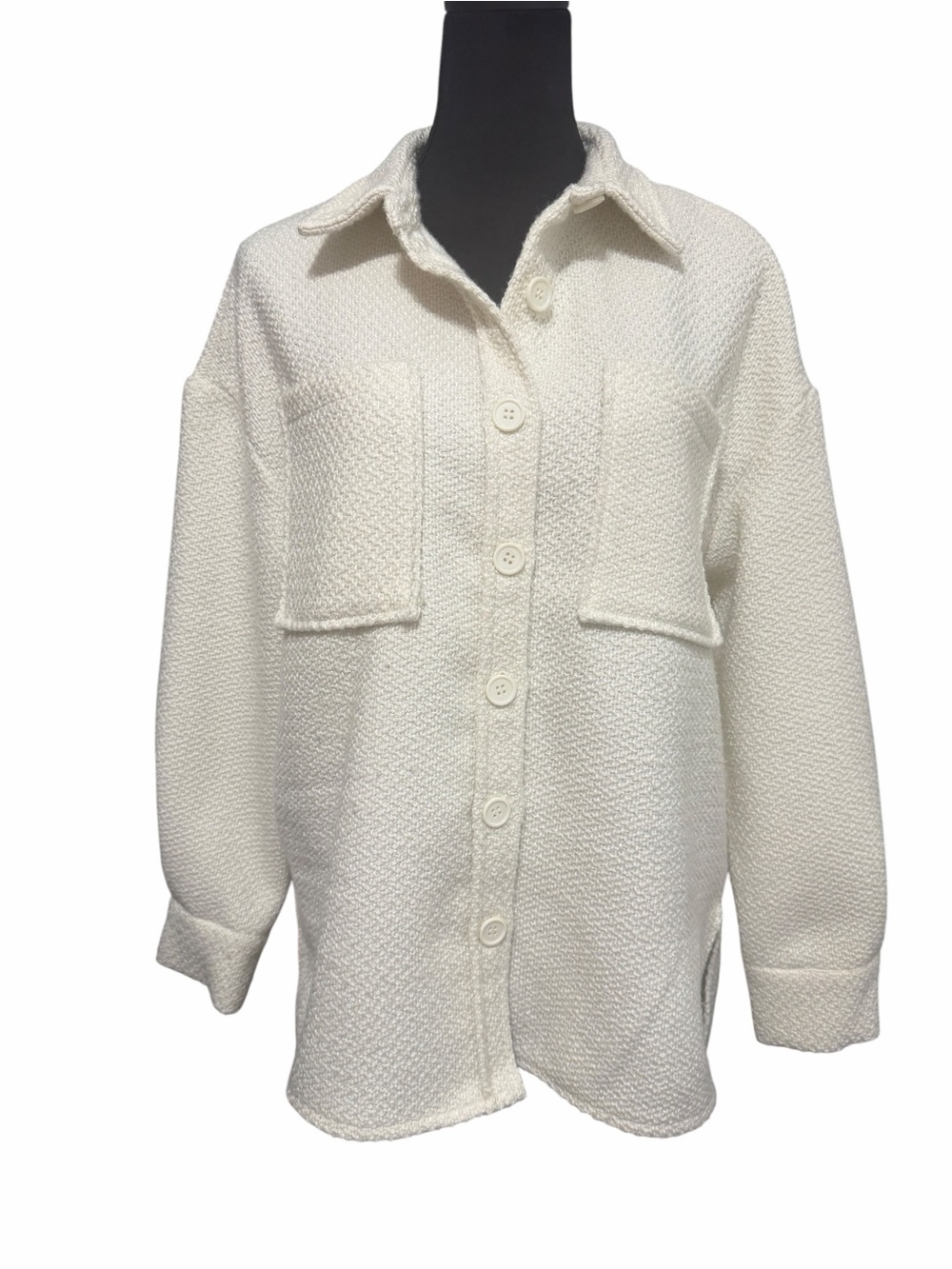 Primark Textured Button Up Shacket Jacket Cream - Picture 2 of 9